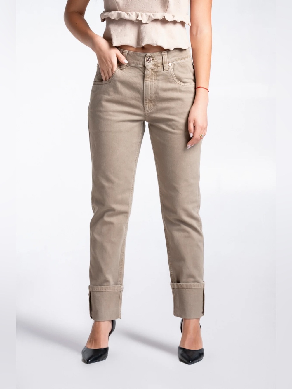 Brunello Cucinelli Monili Cuff The Straight Leg Jean Mid Rise